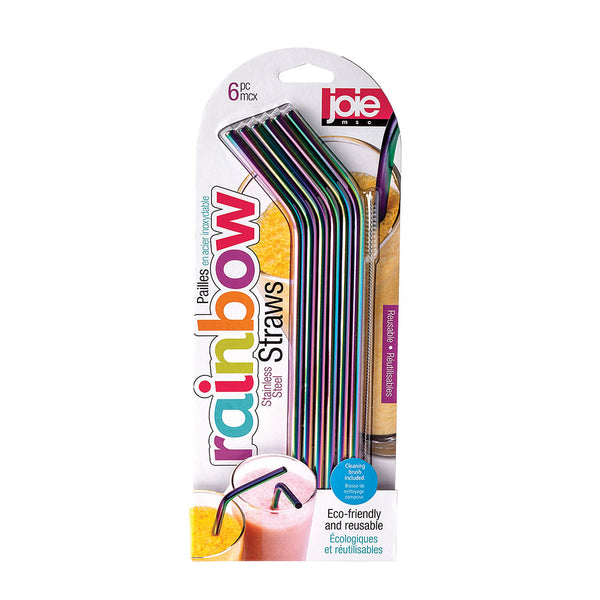 Joie Stainless Steel Rainbow Iridescent Straws 6pcs