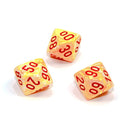 Chessex Tens 10 Dice Festive Polyhedral Sunburst (Red )