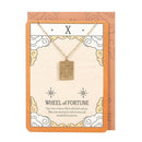 The Wheel of Fortune Vintage Tarot Necklace on Greeting Card