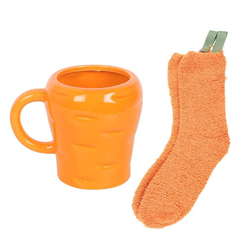 Carrot Shaped Ceramic Mug and Socks Set