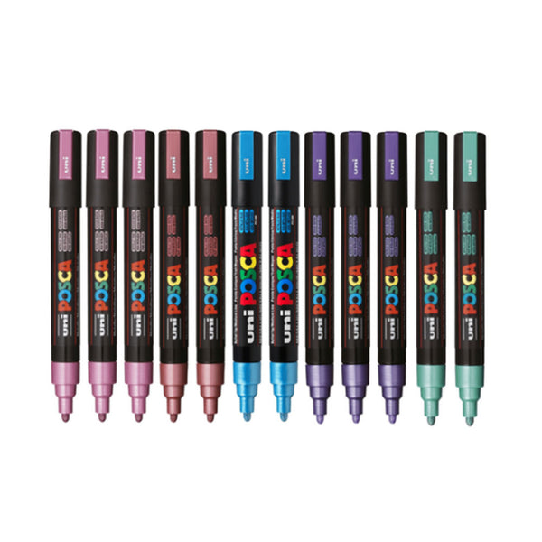 Uni Posca Bullet Tip Marker 12pcs (Metallic)