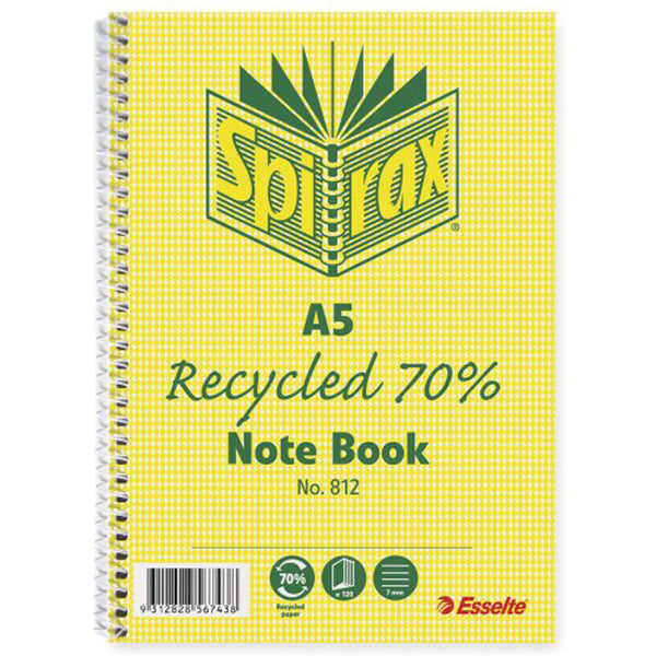 Spirax Recycled A5 Notebook 120pg (Pack of 5)