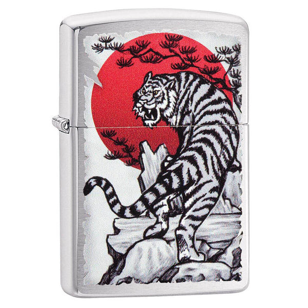 Zippo Brushed Chrome Tiger Sun Lighter