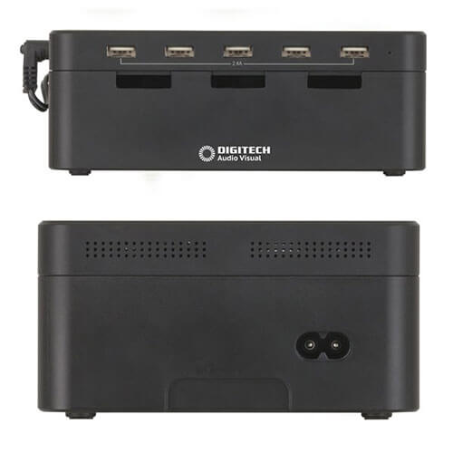 5 Port USB Charging Station w/ Storage Compartment