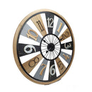 Floating Roman Panels Metal & Wood Wall Clock