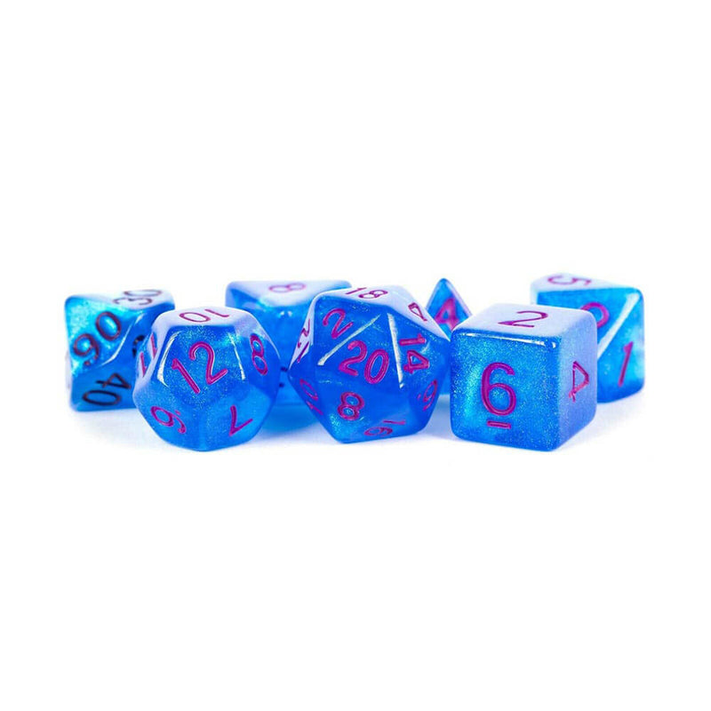MDG Poly Acrylic Dice Set 16mm w/ Purple No. (Stardust Blue)
