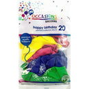 Alpen Happy Birthday Balloons 20pk 25cm (Assorted Colours)